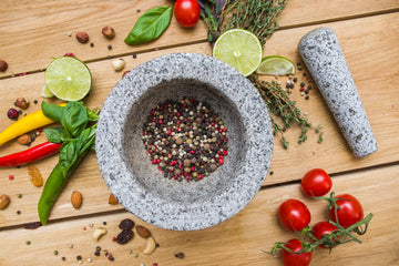 Using a mortar and pestle