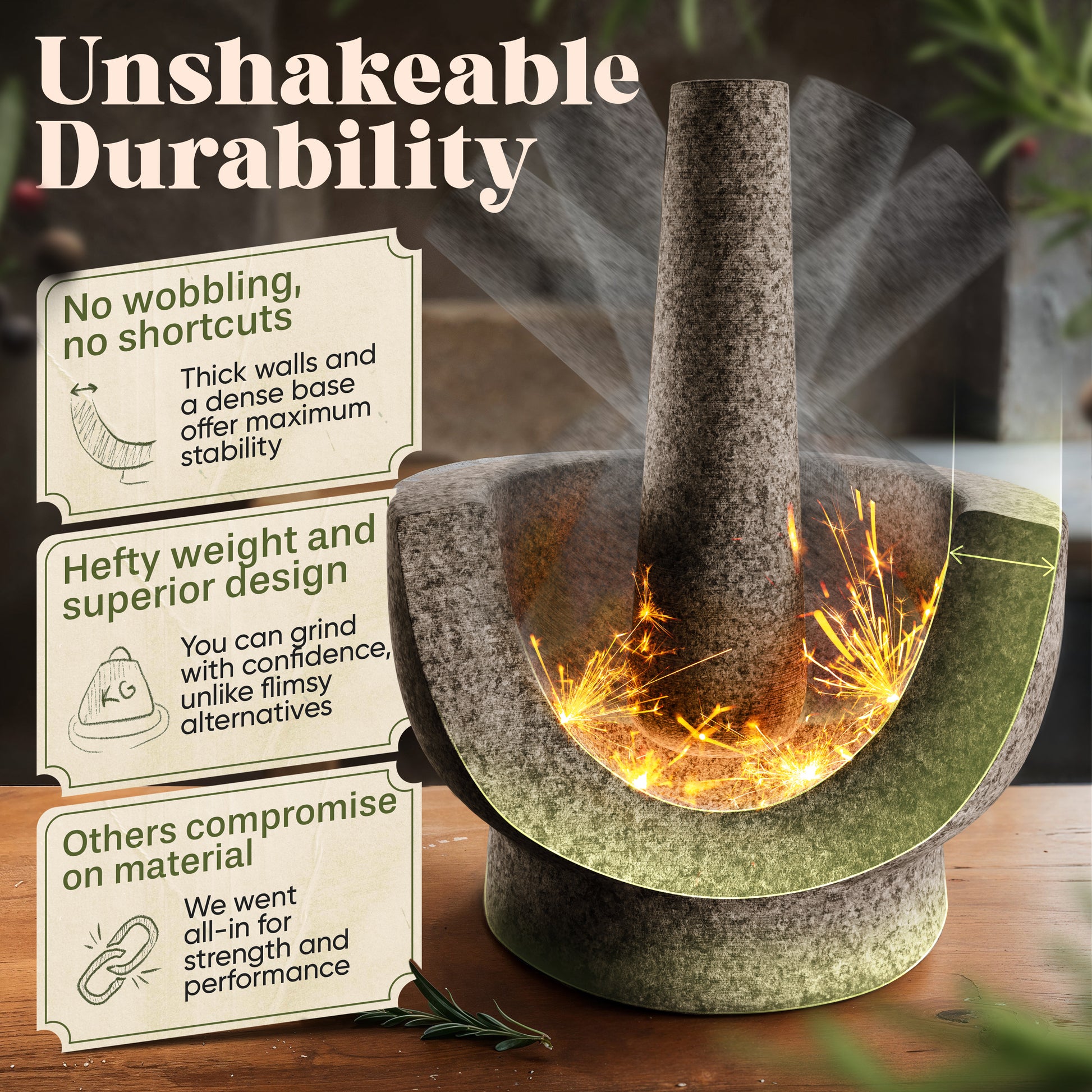 ChefSofi Black Polished Mortar & Pestle Set - ChefSofi