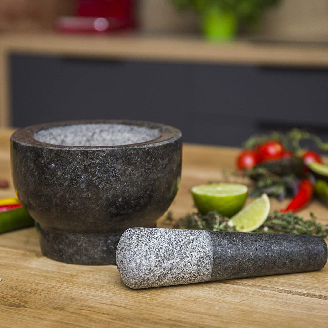 ChefSofi Black Polished Mortar & Pestle Set - ChefSofi