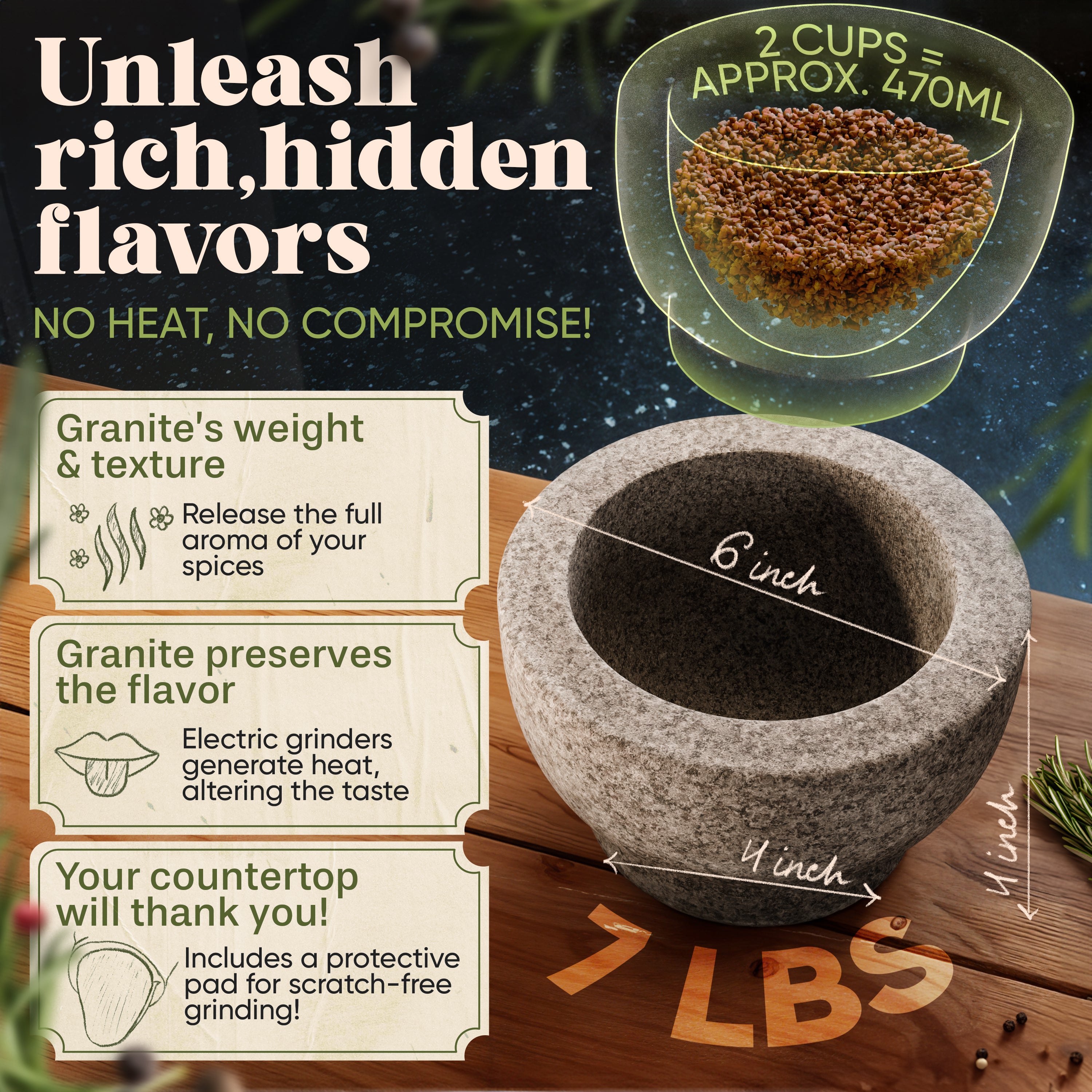 ChefSofi Mortar & Pestle Set - Thumbnail 3