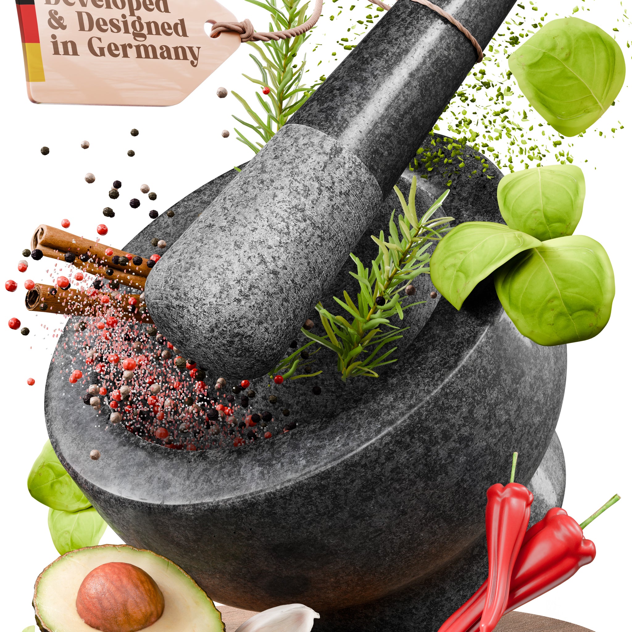 ChefSofi Black Polished Mortar & Pestle Set