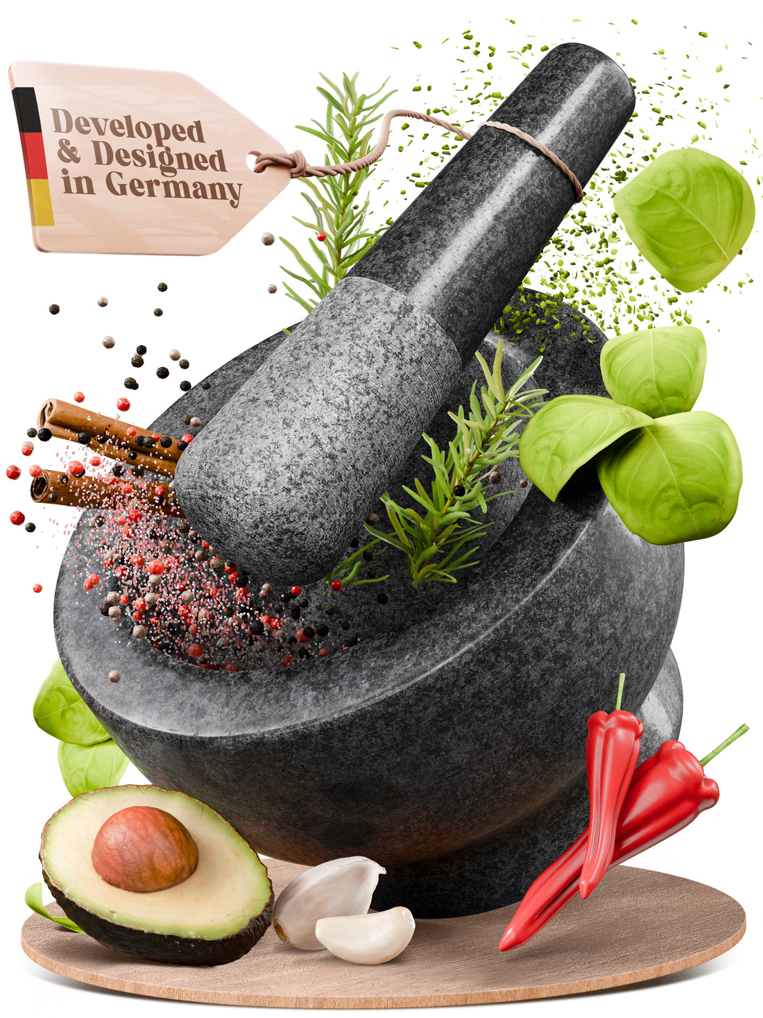 ChefSofi Black Polished Mortar & Pestle Set - ChefSofi