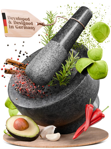 ChefSofi Black Polished Mortar & Pestle Set