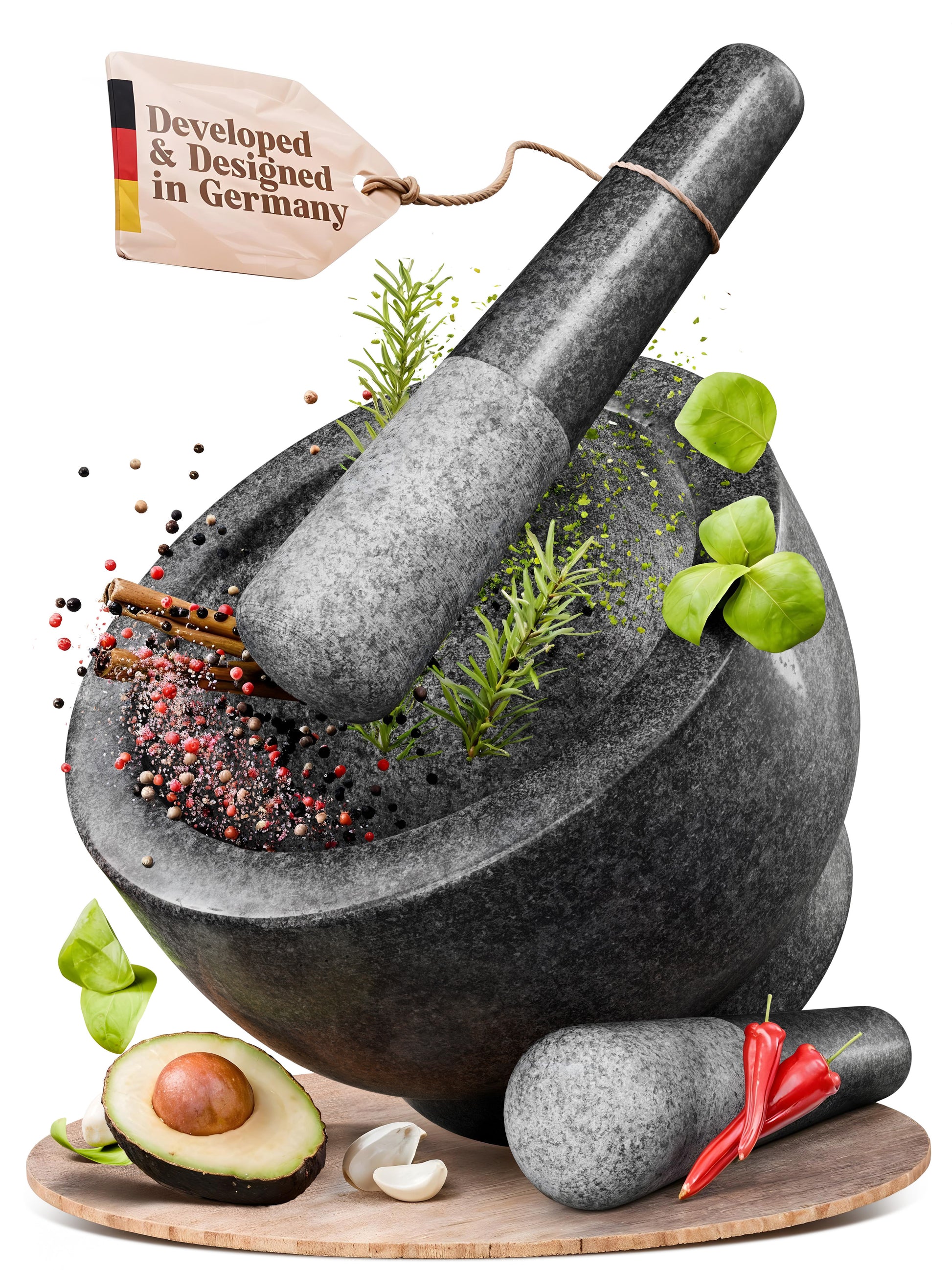 ChefSofi Extra Large 8 Inch 5 Cup-Capacity Mortar and Pestle Set - ChefSofi