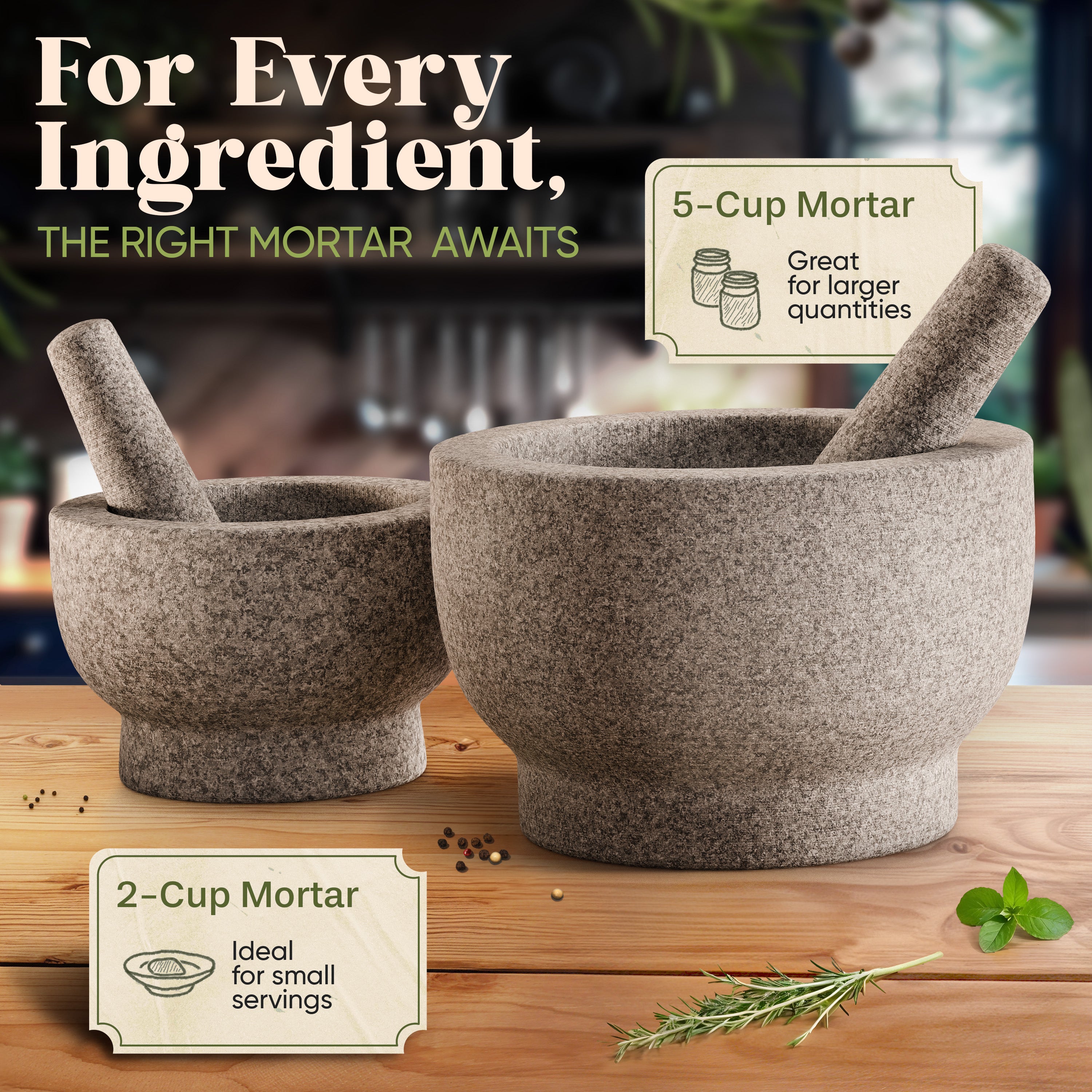 ChefSofi Extra Large Mortar and Pestle Set - Thumbnail 5