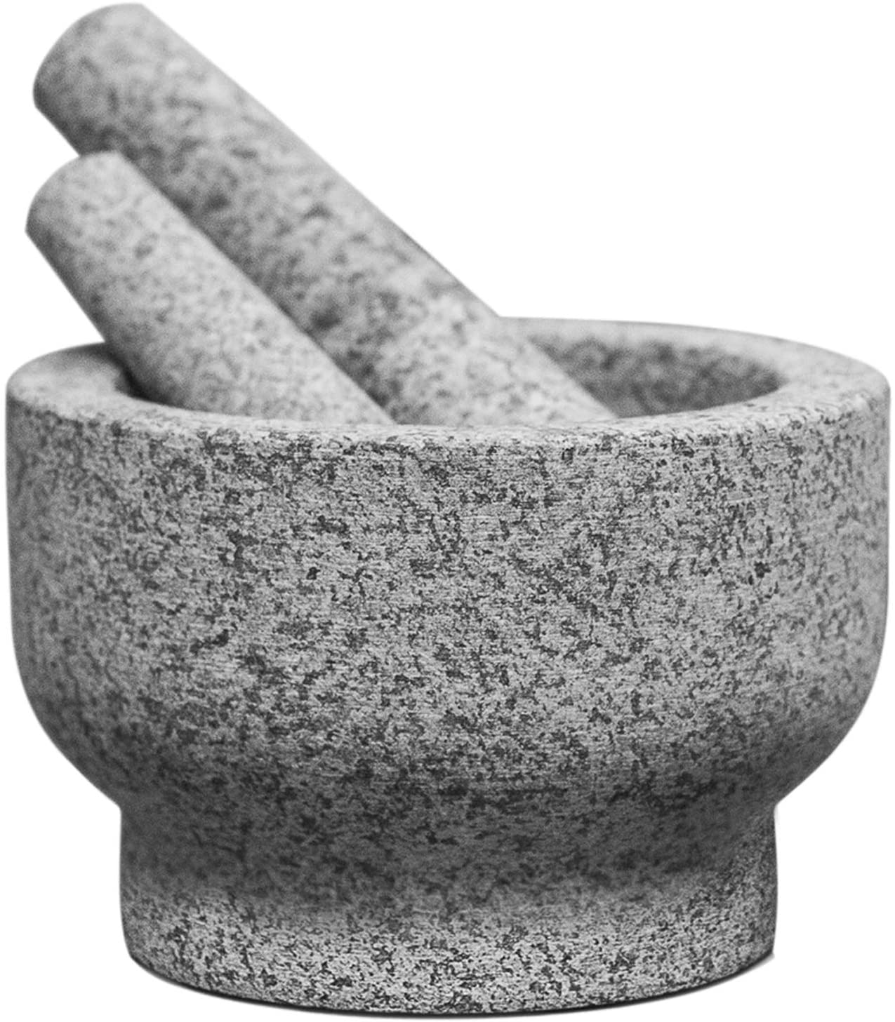 ChefSofi Extra Large 8 Inch 5 Cup-Capacity Mortar and Pestle Set - Black  Polished Exterior - One Huge Mortar and Two Pestels: 8.5 inch and 6.5 inch